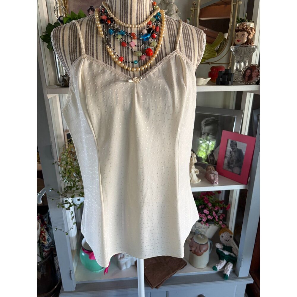Vintage Y2K 90's Cream Camisole Whimsy Cottage Rare Size 38" Fairy Core